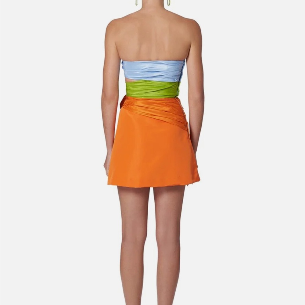 Carolina Herrera Blue, Green, and Orange Mini Dress - Picture 3 of 5